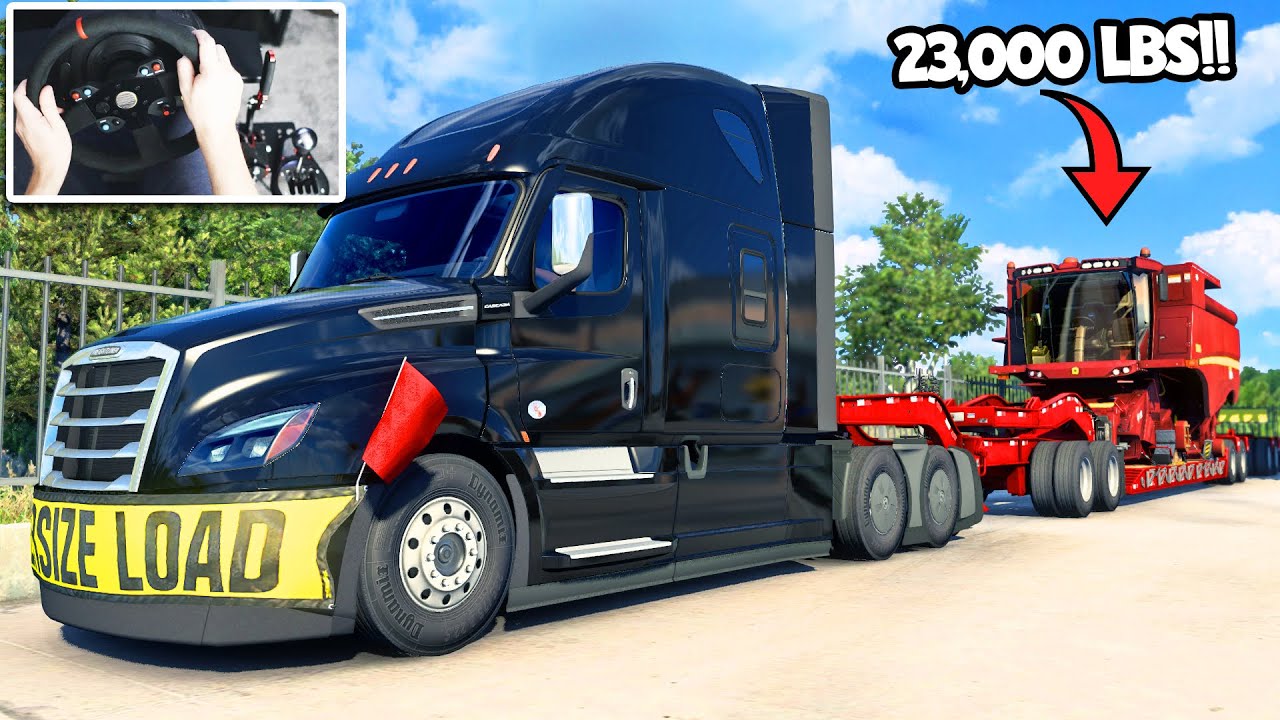 Freightliner Cascadia Oversized Load - American Truck Simulator | Thrustmaster Wheel & Shifter