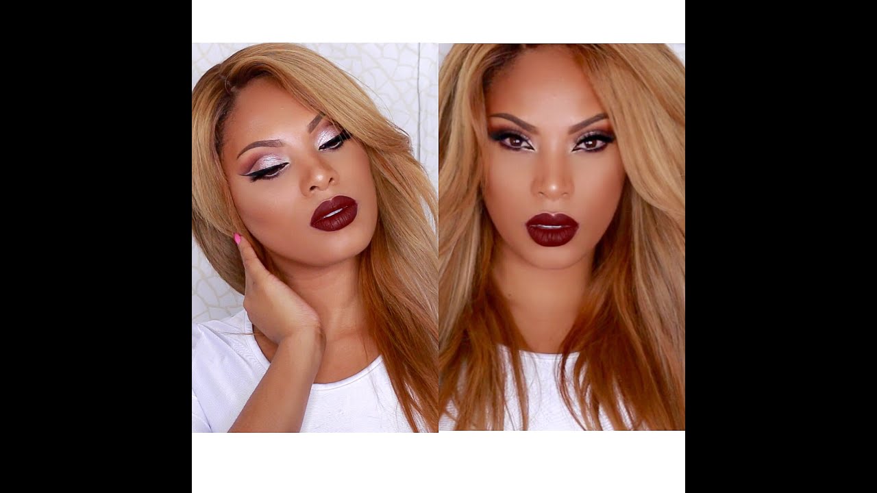 Dramatic  Cut Crease with Vampy lip Makeup Tutorial