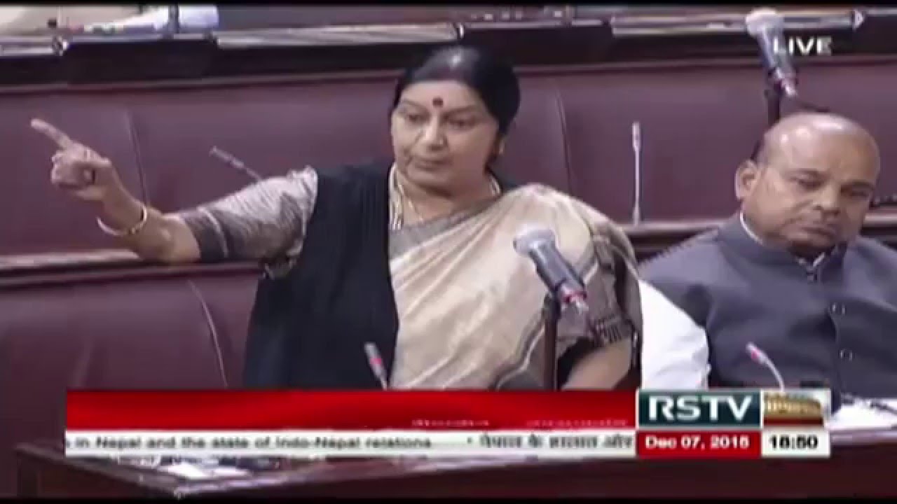 Sushma Swaraj talking Blockade of Nepal