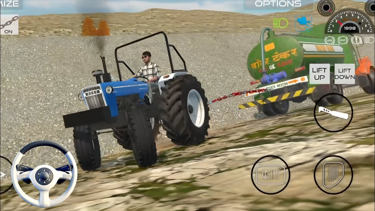 Old water tank truck stuck in hills tractors rescue the truck from the hills #gamingvideos #tractor 