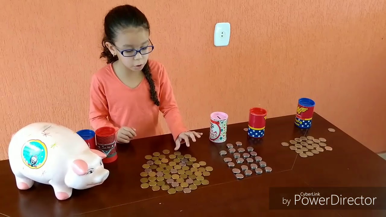 Contando minhas moedas dos cofrinhos !!!