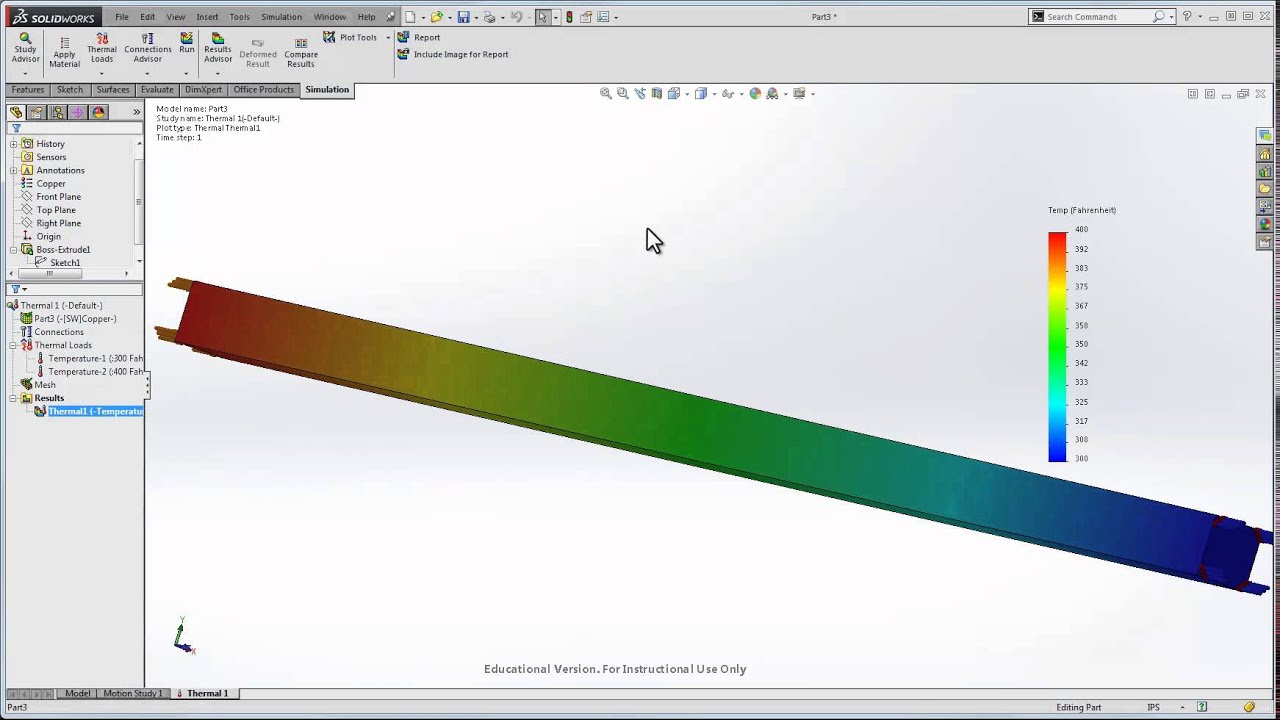 SolidWorks combined thermal and static analyses