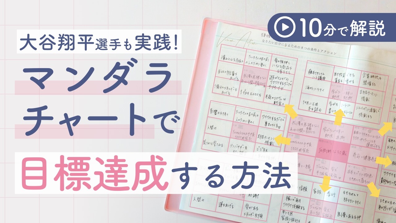 【10分で解説】大谷翔平選手も実践！マンダラチャートで目標達成する方法【藤ヶ谷愛香】