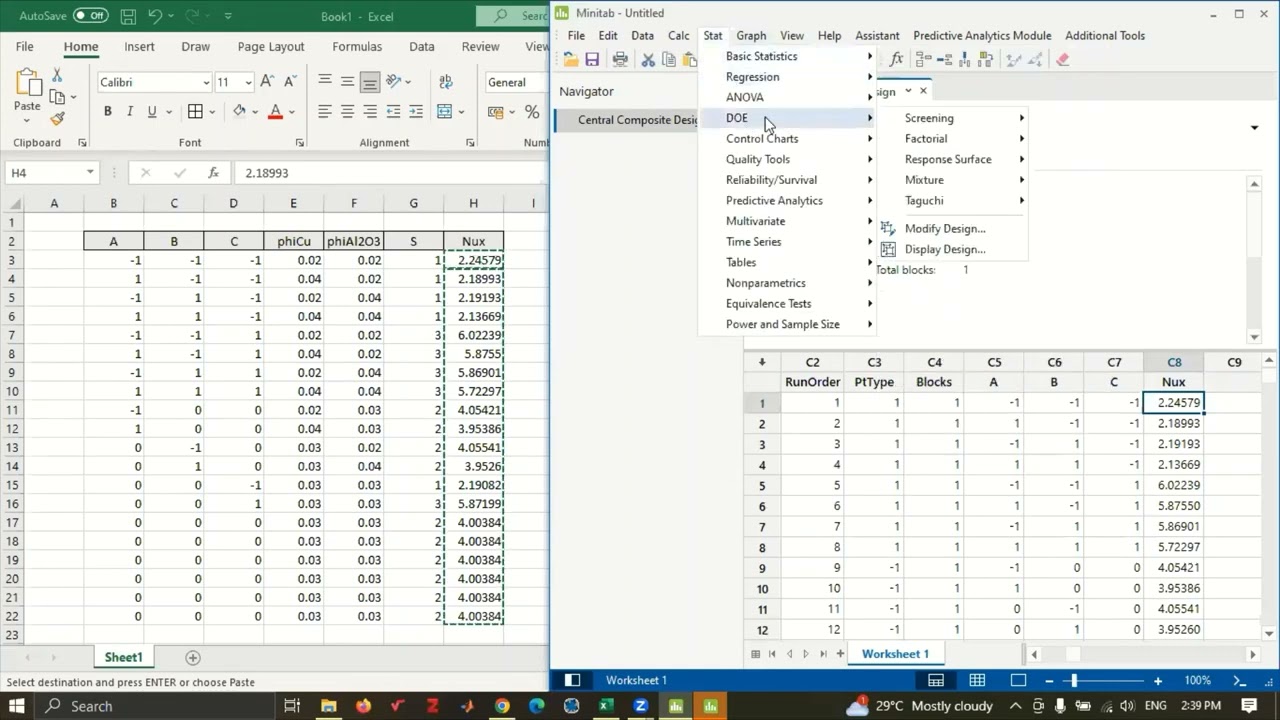 Response Surface Methodology | Part 1b: Create and analyze design (Using coded values)