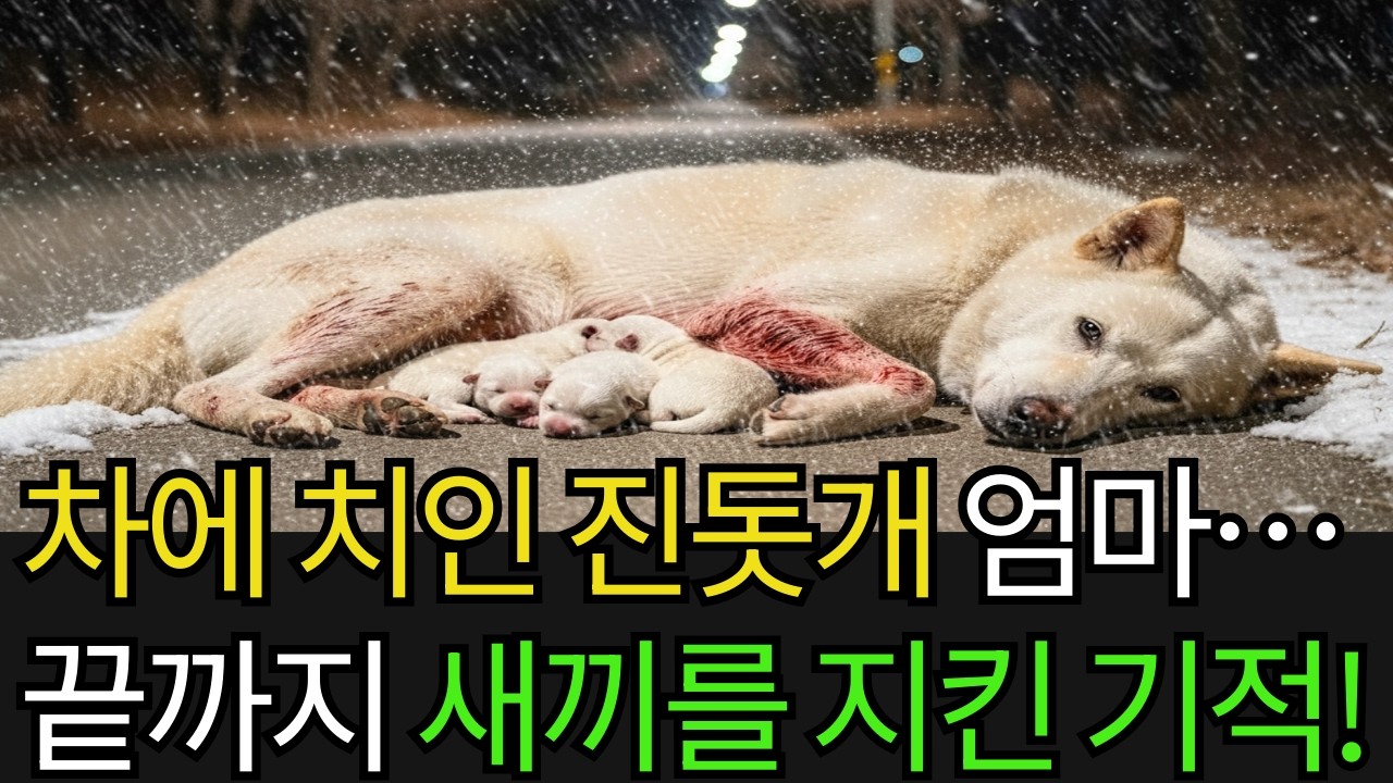 차에 치여 위독한 진돗개 엄마가 혹한 속에서도 새끼를 지키던 순간… 뒤이어 벌어진 기적에 마을이 놀랐다!
