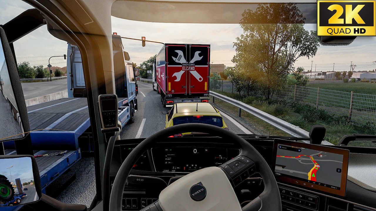 Realistic Truck Driving Volvo FH6 | ETS 2 + Snowy Moon | Steering Wheel