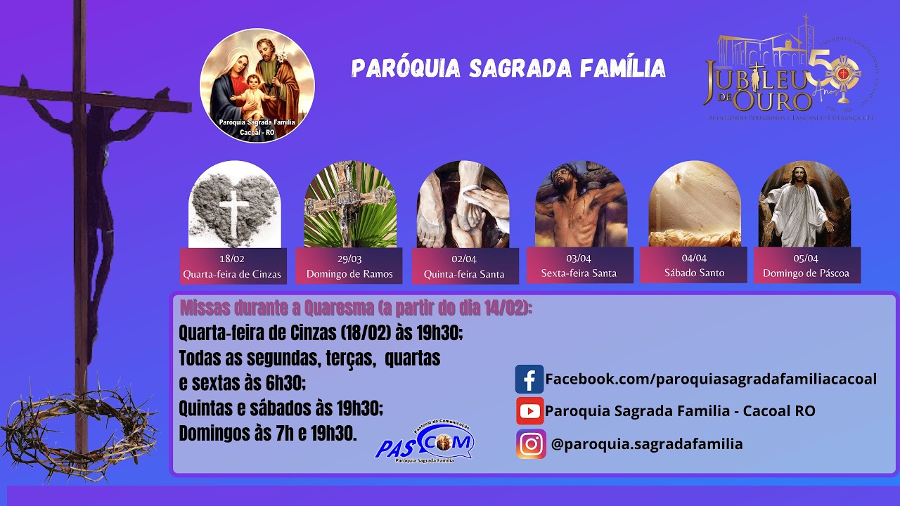MISSA 1º DOMINGO DA QUARESMA - 7h - 22/02/26 - PARÓQUIA SAGRADA FAMÍLIA