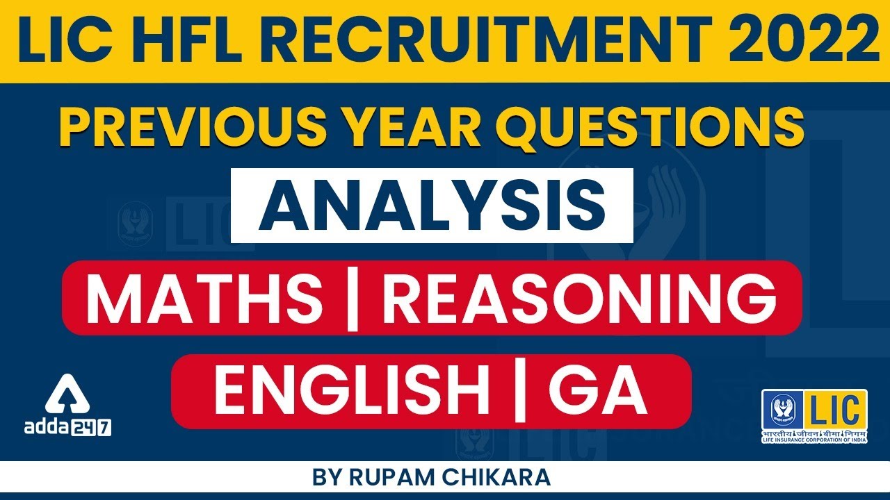 LIC HFL Recruitment 2022 |  Previous year questions analysis Quants/ English / Reasoning