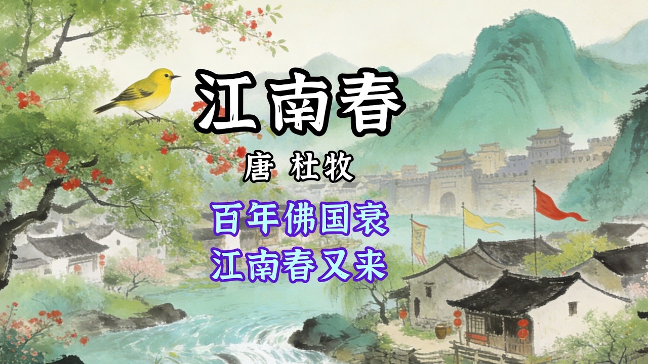 🌿 杜牧《江南春》完成中國詩學中一場舉重若輕的時空叩問 🌊當三百年佛國的金粉被揉進春雨，萬里江南的春天再次甦醒，所有終點，皆成開篇📜 唐詩 | 兒歌丨童謠丨唐詩300首｜詩詞歌畫 #古诗 #学中文
