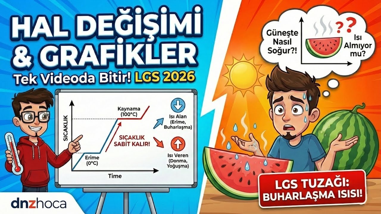 8. Sınıf Fen | Maddenin Isı ile Etkileşimi 2: Hal Değişimi ve Isınma Grafikleri (LGS 2026)