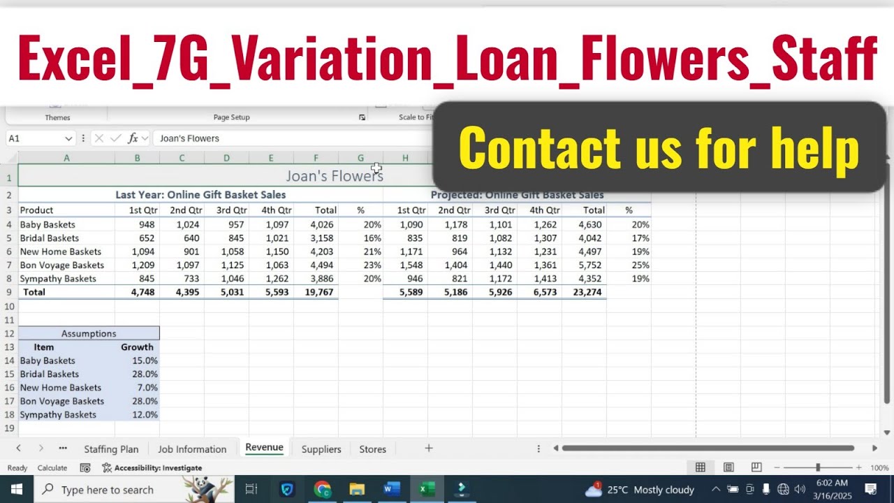 Excel_7G_Variation_Loan_Flowers_Staff | Excel 7G Variation Loan Flowers Staff #excel chapter 7g #7g