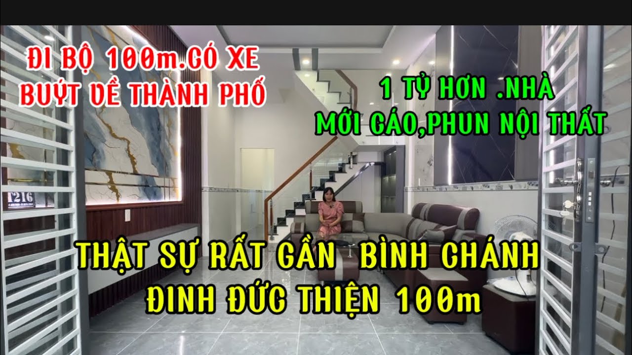 Gần vậy mà chê . 1 trệt 1 lầu sát lộ lớn Đinh Đức thiện 100m .từ chợ bình Chánh chạy thẳng vào 5km 