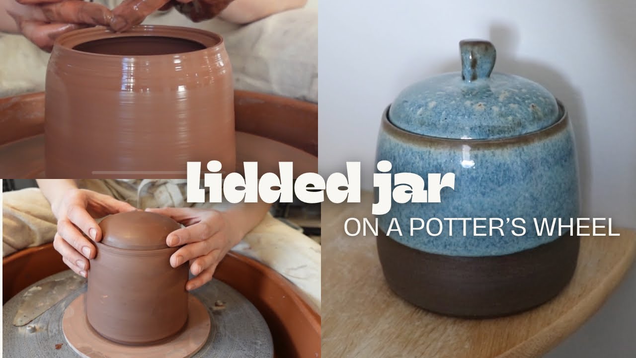 making a lidded jar with a gallery on a potter’s wheel