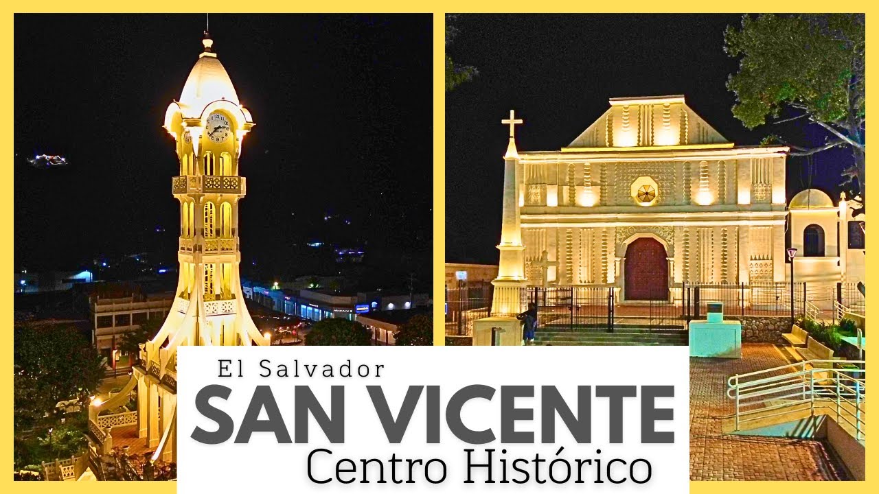 EL SALVADOR SAN VICENTE DE NOCHE 🇸🇻: Recorrido en Dron por su Centro Historico ✨🚁