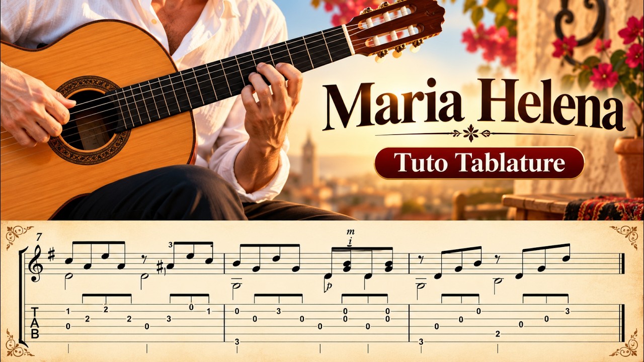 TUTO - MARIA HELENA (Score + tab) FingerStyle Guitar