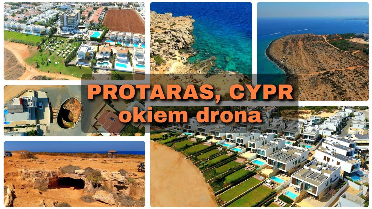 #Protaras - okiem drona 🌊🏝️ Cyclops Cave i kurorty na południowej części miejscowości | #Cypr 4K