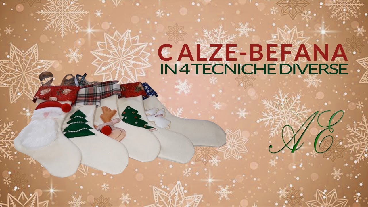 Calze della befana, realizzate con quattro tecniche diverse- CARTAMODELLI GRATIS