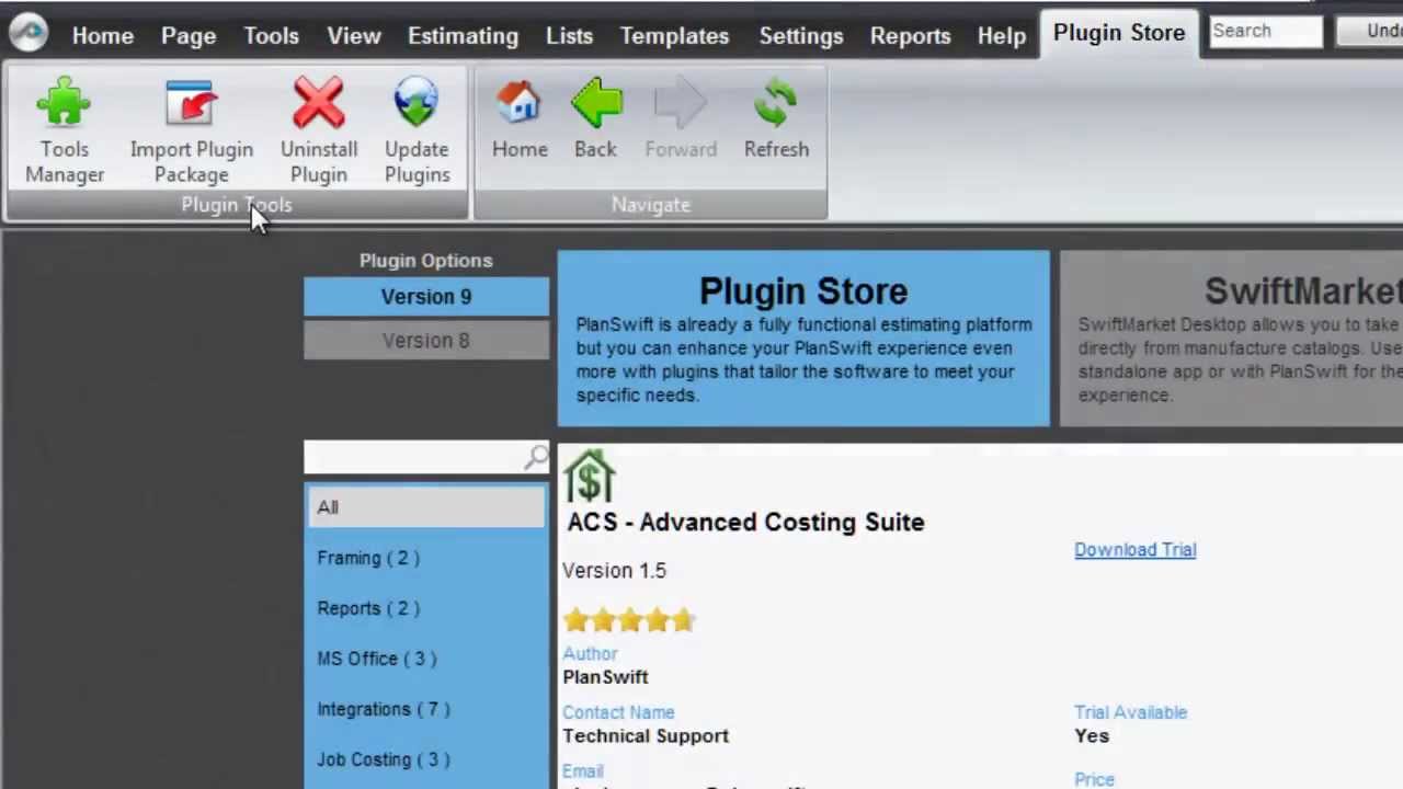 Sigma Estimates Planswift Plug-in Installation