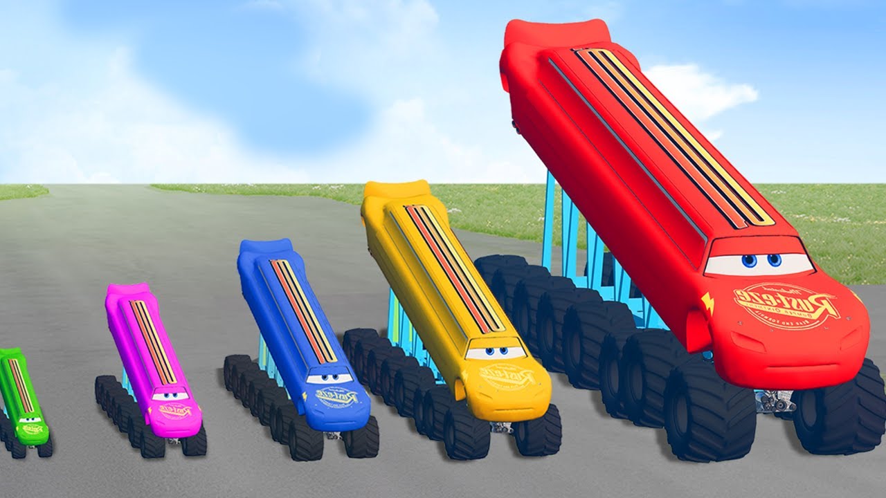 Big & Small: Long & Tall Colors Lightning McQueen vs Trains | BeamNG.Drive Gameplay