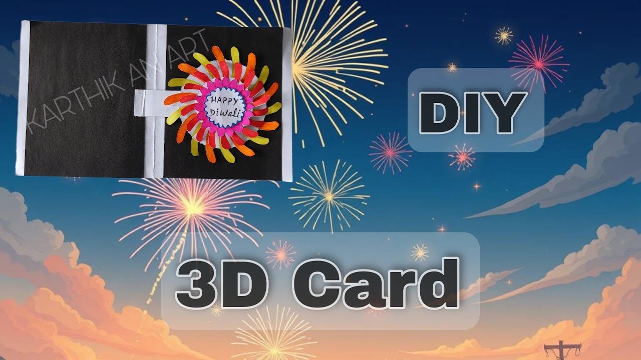 3d card for best friend / Firecracker greeting card/ diwali wishes card 