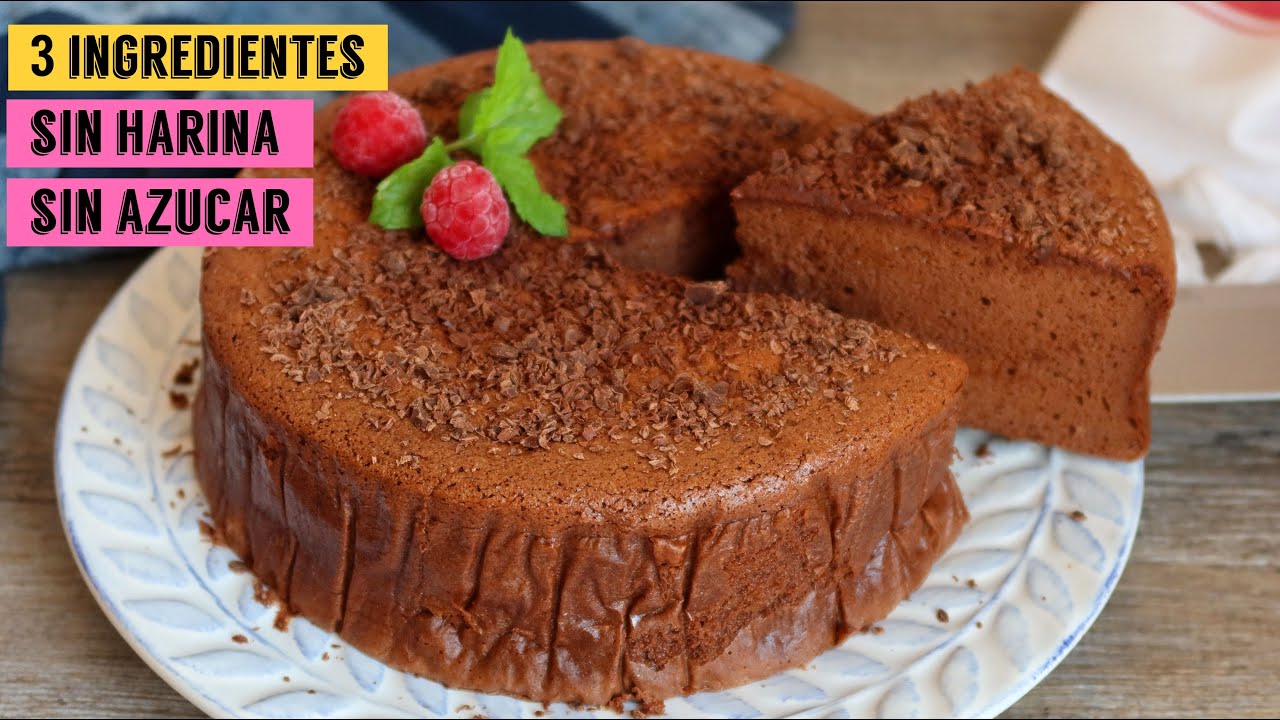 Tarta de chocolate con 3 ingredientes SIN HARINA  y SIN AZÚCAR. Una auténtica locura
