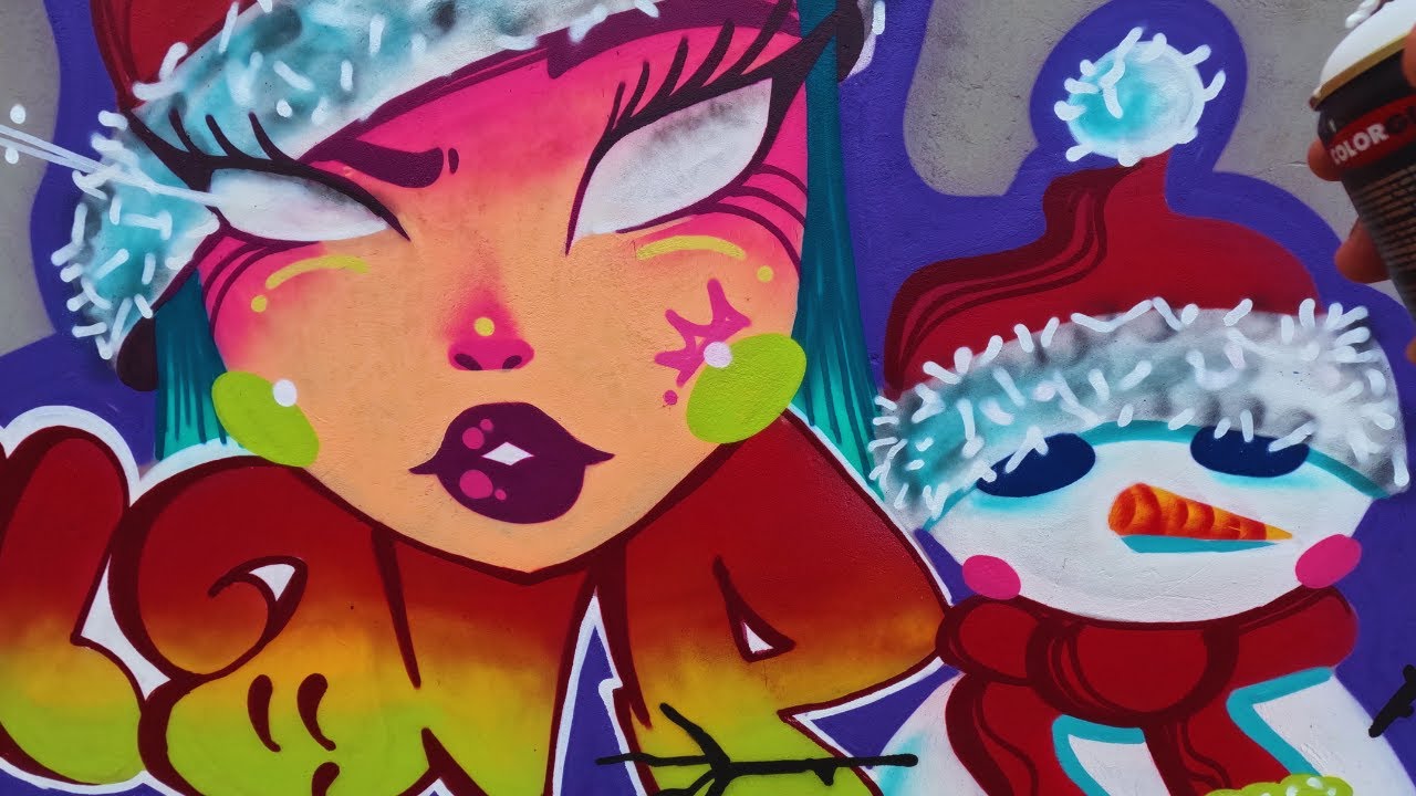 GRAFFITI - FELIZ NATAL E UM 2026 COM GRAFFITI PERSONAGEM E LETRAS. 