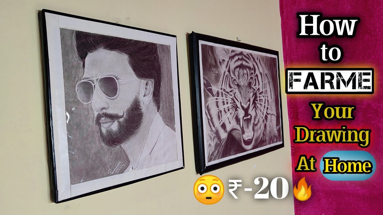 How to frame your drawing at home/Srif ₹-20 me😳/ diy homemade frame/