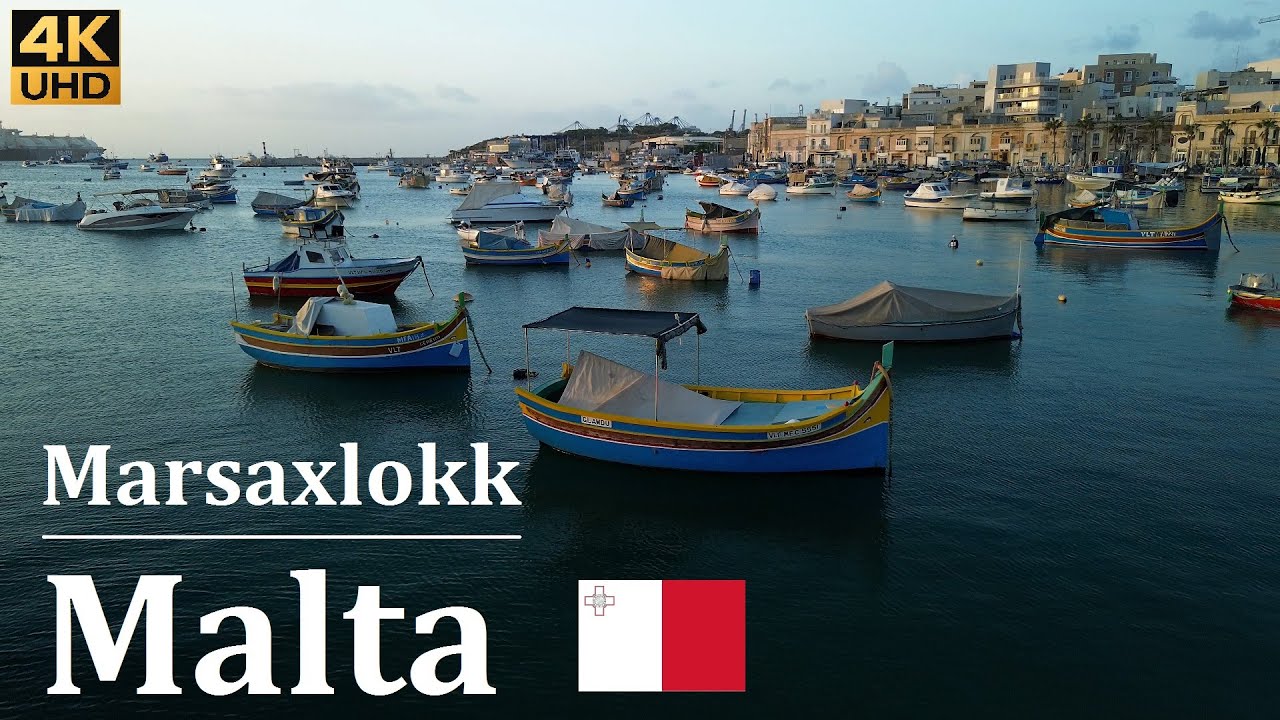 Marsaxlokk, Malta | Picturesque fishing village with luzzu boats | 4K