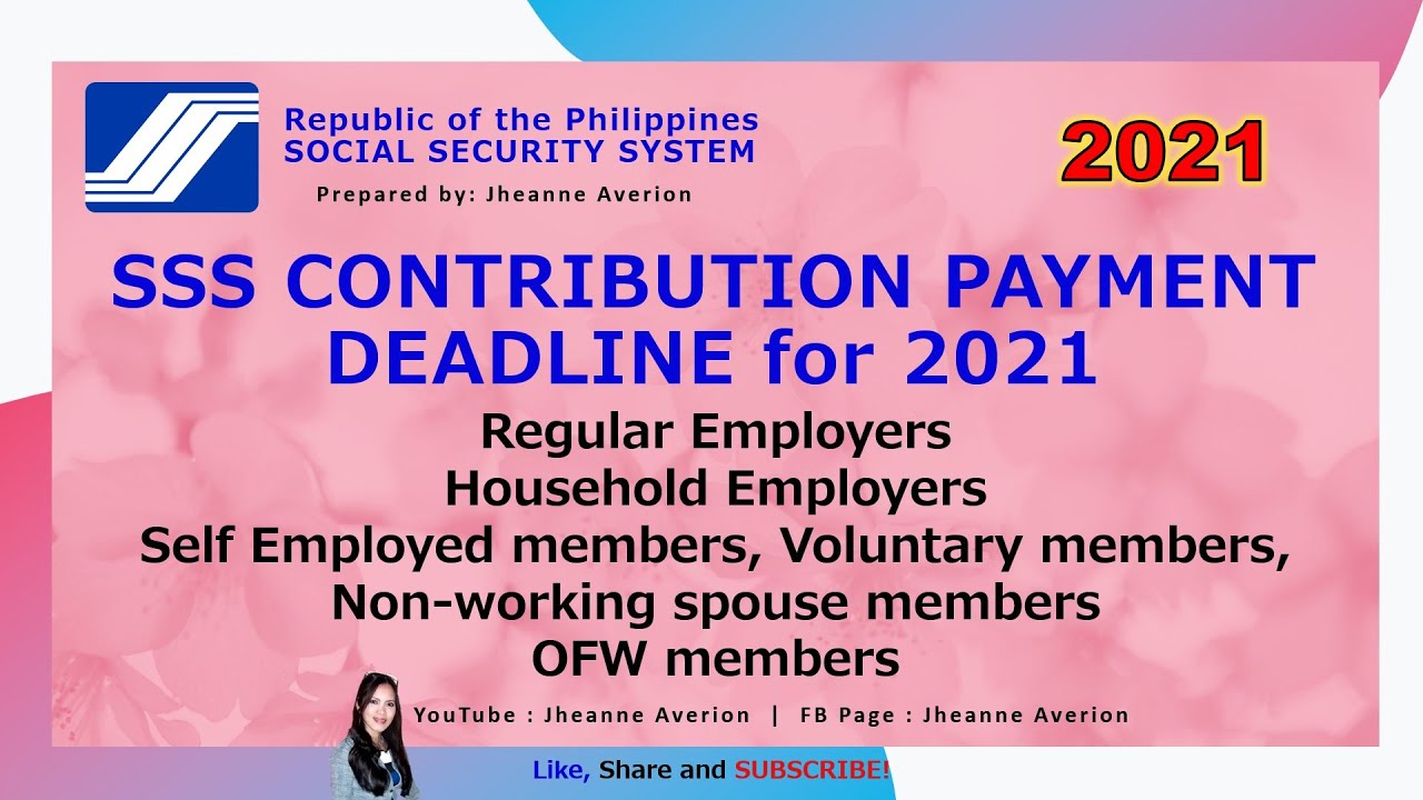 SSS Contribution Payment Deadline for 2021