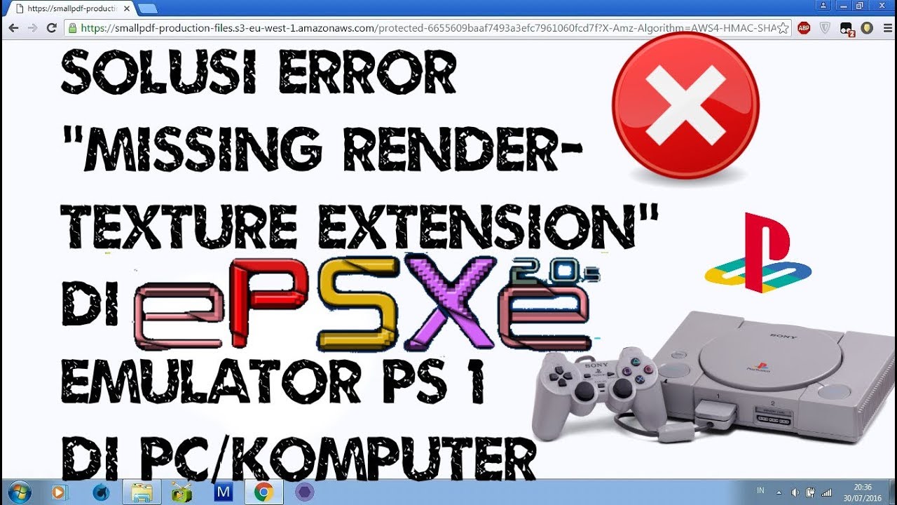 Solusi Error Missing Render-Texture Extension di EPSXE Emulator PS 1 di PC/komputer