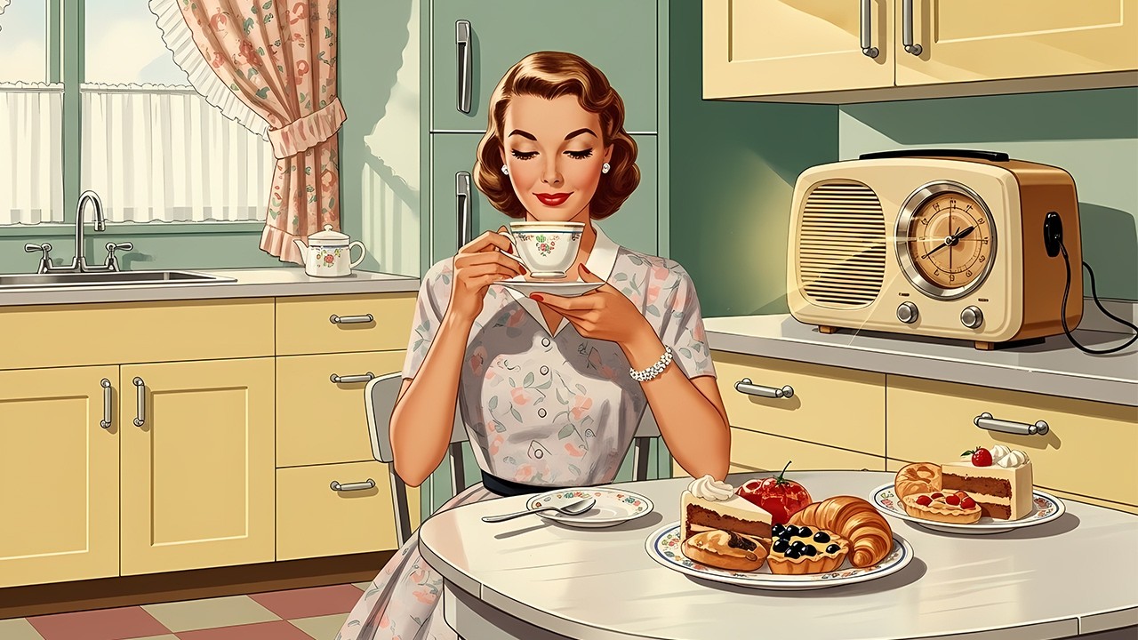 sweet morning coffee | relaxing 50s jazz from a cozy kitchen radio