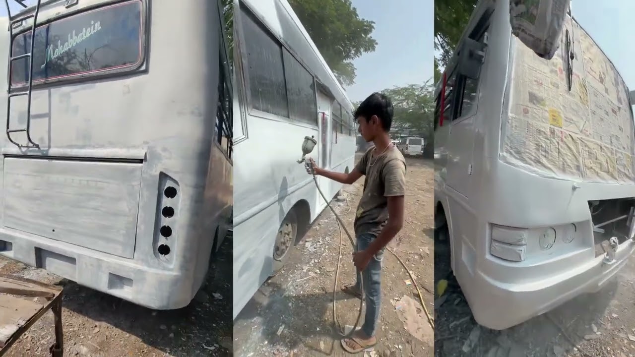 Best work mini bus painting restoring the bus  #like #share #subscribe
