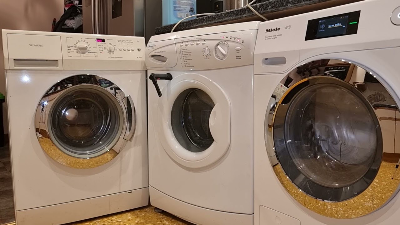 Siemens XL1400 vs Hotpoint WMA36 vs Miele W1 spin race