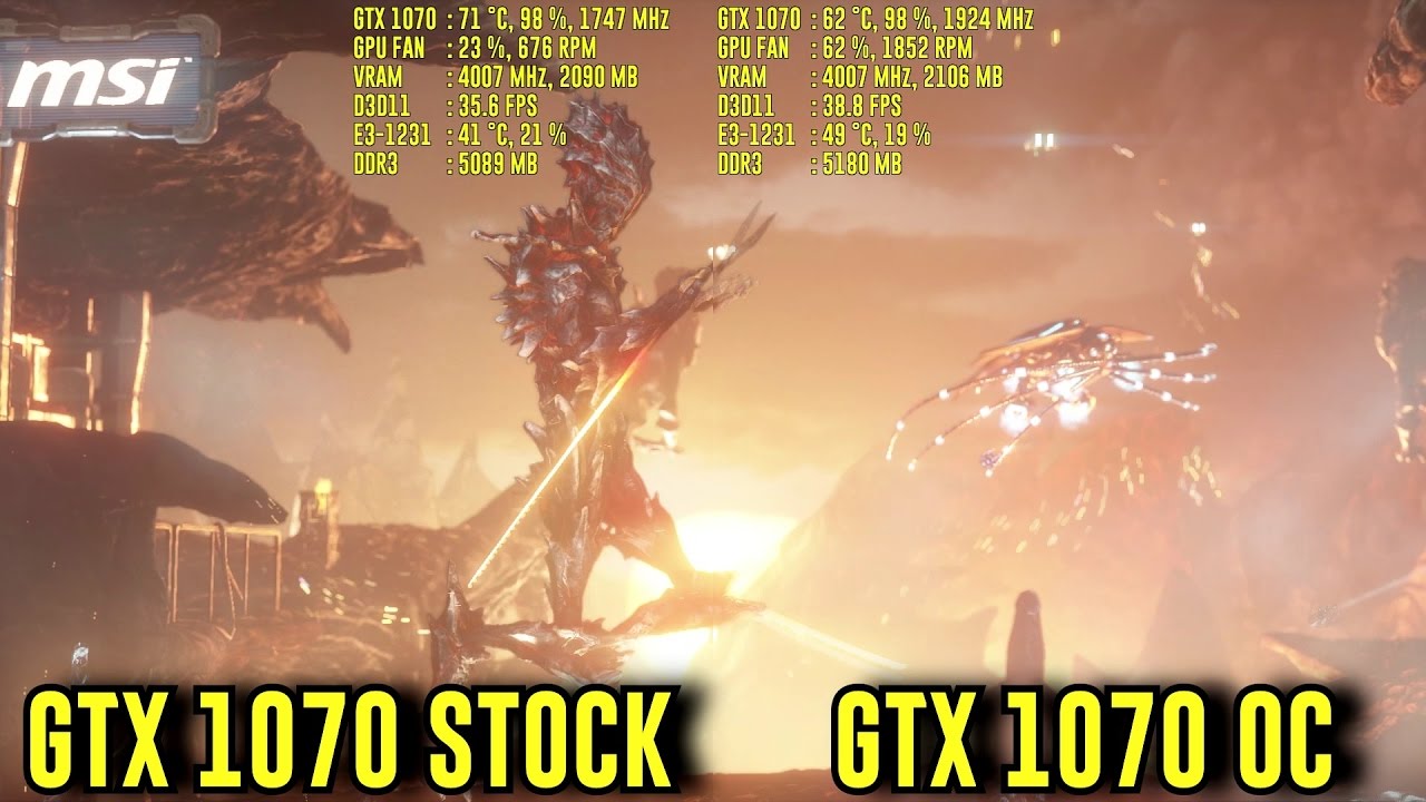 3D Mark: Fire Strike - GTX 1070 STOCK vs OC - COMPARISON