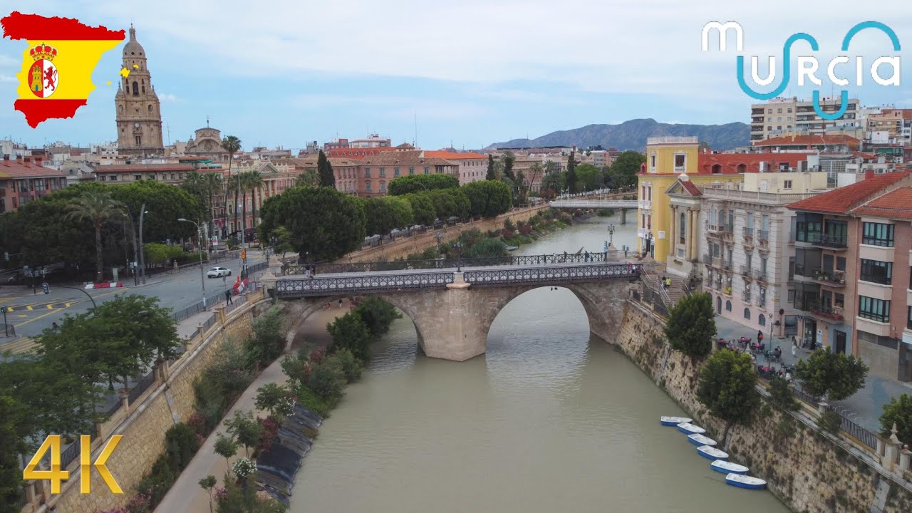 Flying Over Murcia Spain 🇪🇸 | Cathedral, Old Town & Mediterranean Vibes 4K Scenic Flight