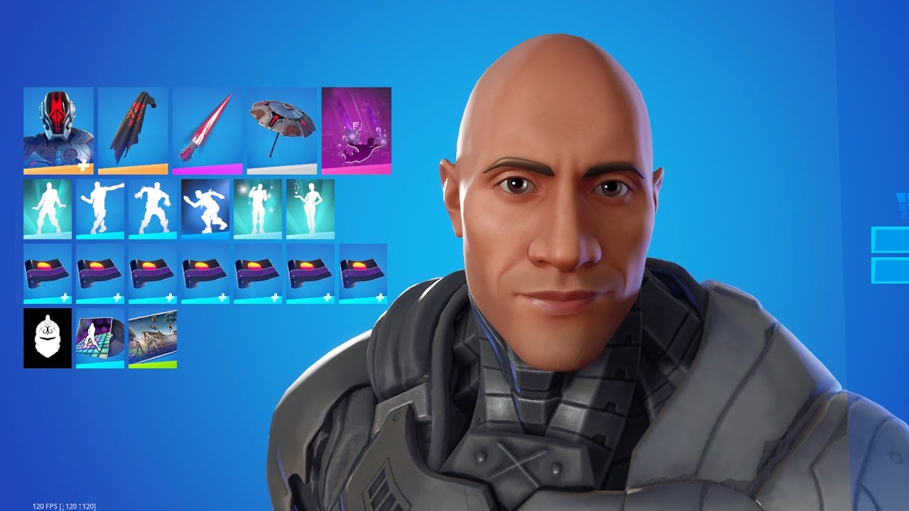 The Rock Skin Showcase with Emotes and Dances | fortnite battle royale
