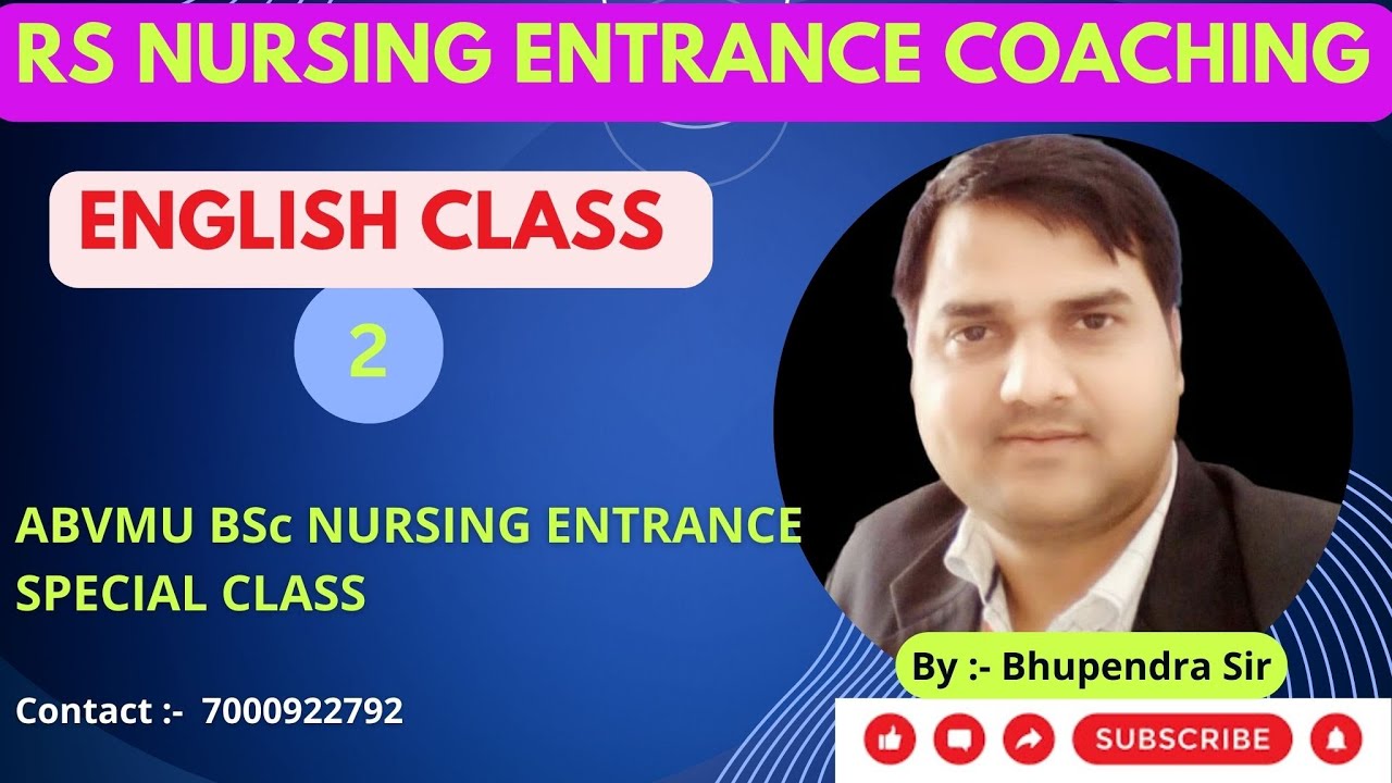 TARGET B.SC. NURSING ENTRANCE EXAM 2023 | ENGLISH BY BHUPENDRA SIR CLASS 2