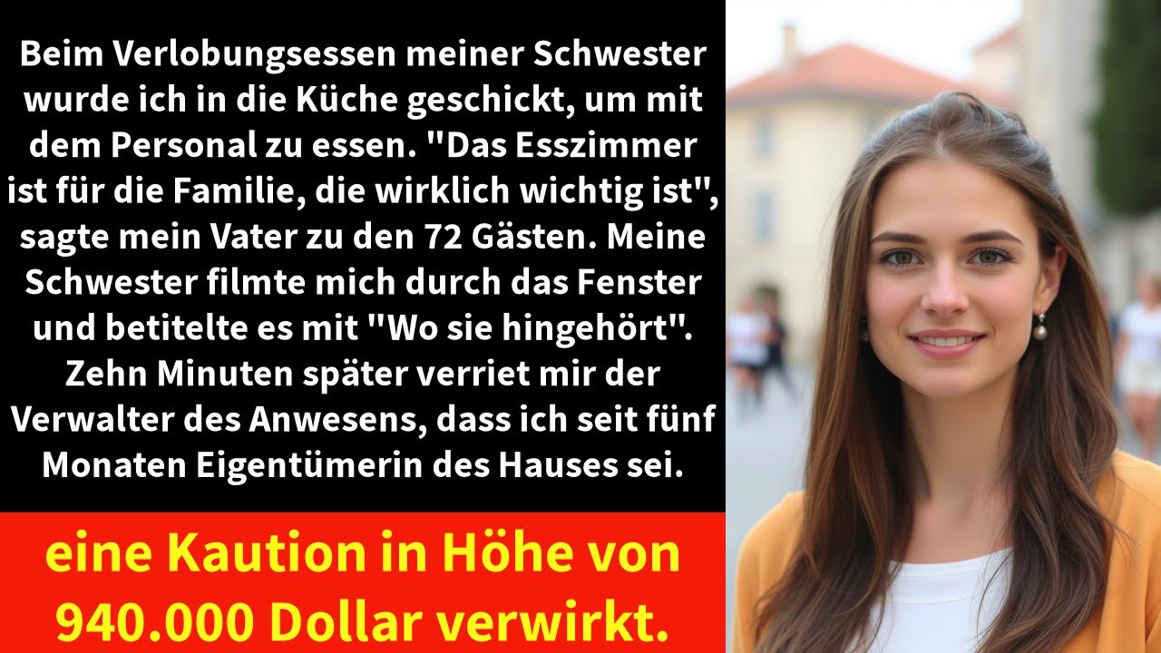 Beim Verlobungsessen meiner Schwester wurde ich in die Küche geschickt, um mit dem Personal zu essen