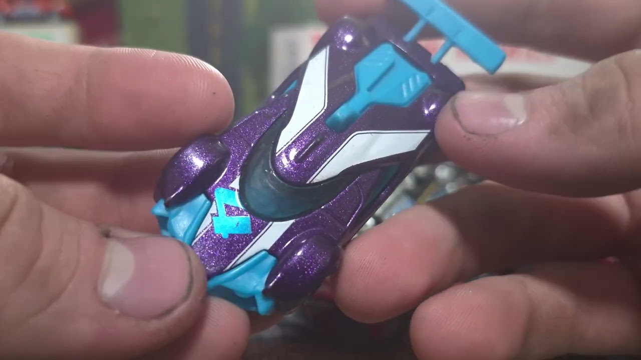 Going through a bag of toy cars 