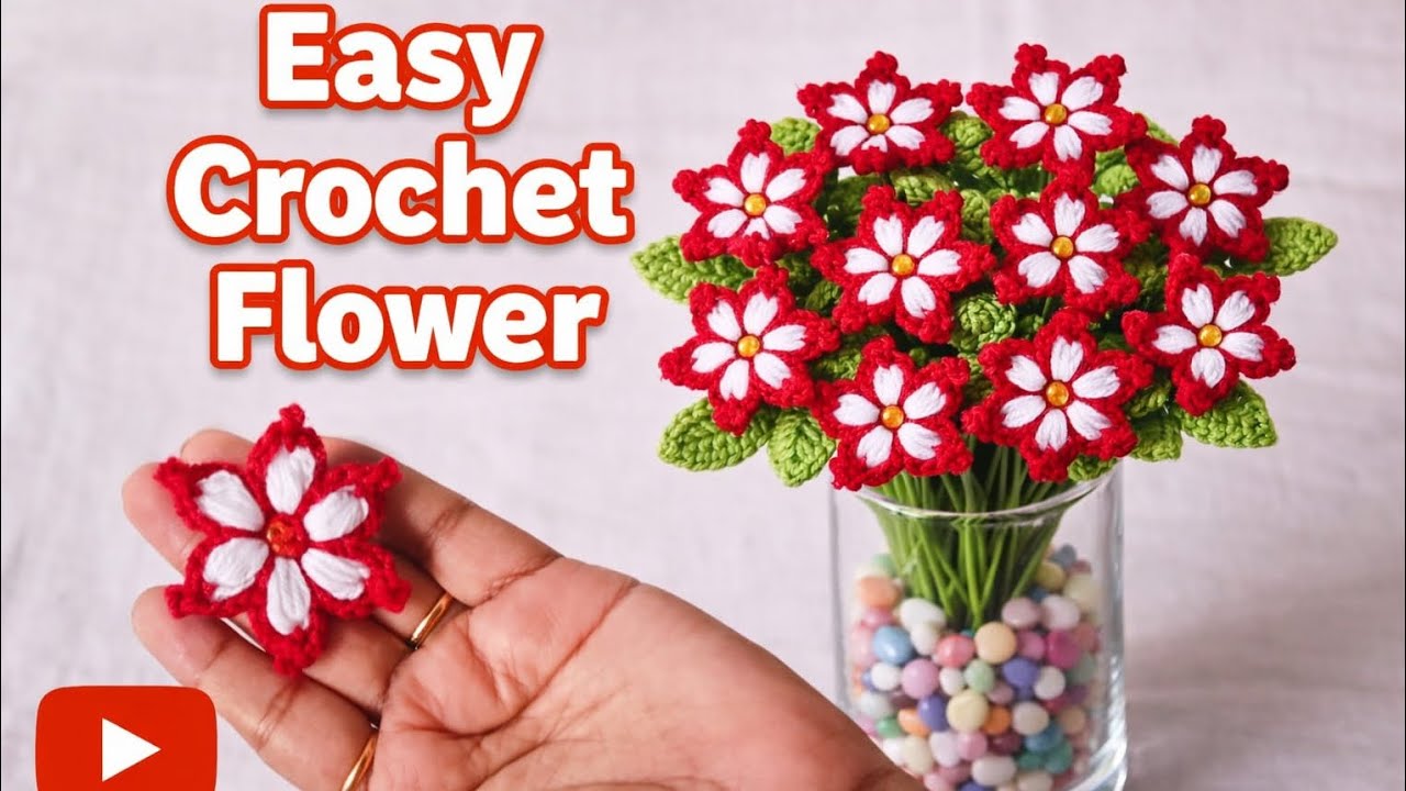 Most Viral Easy Crochet Flower Tutorial For Beginners|Everyone is Making This 5Minute Crochet Flower