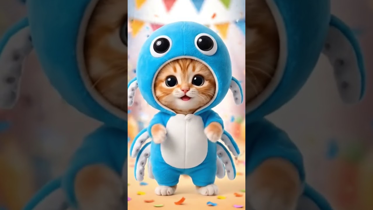 Tierno gatito bailando 🕺🐈🐙 #viralshorts #shorts  #cutecat #baile #pijama