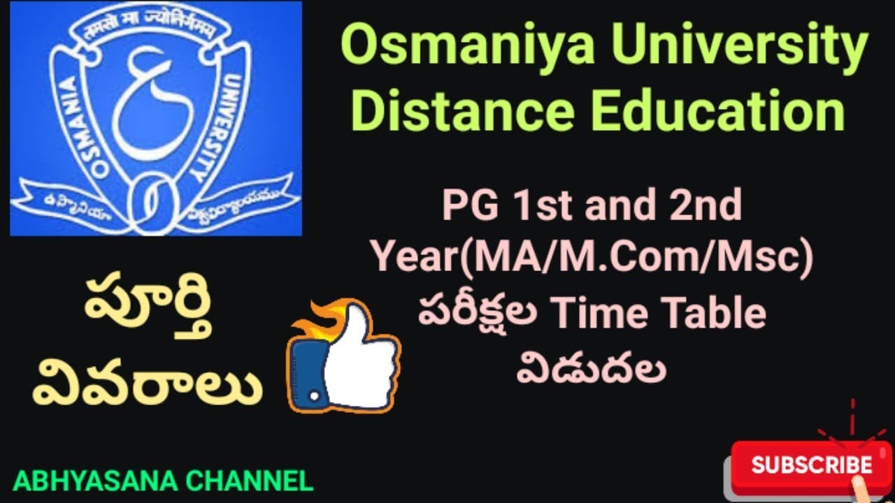 OSMANIA UNIVERSITY DISTANCE EDUCATION // PG 1st & 2nd Year EXAMS TIME TABLE OCT/NOV - 2021// PGRRCDE
