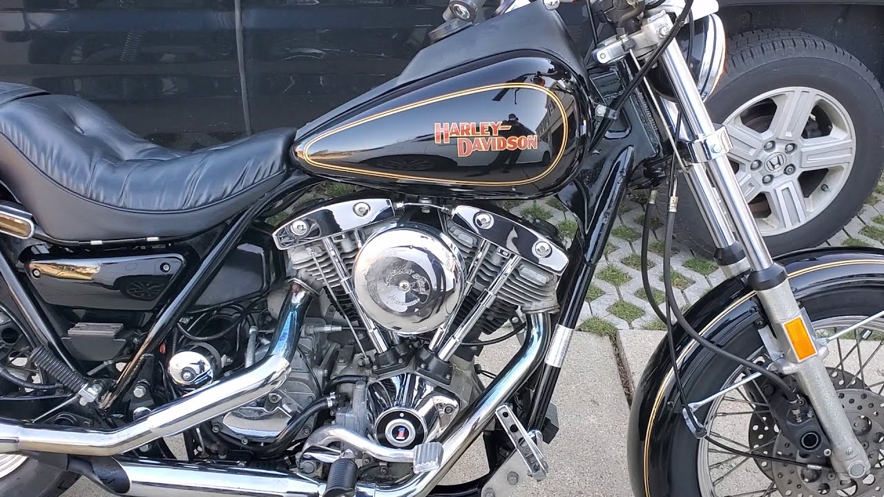1982 Harley Davidson FXR 80 Shovelhead cold start and walk around.