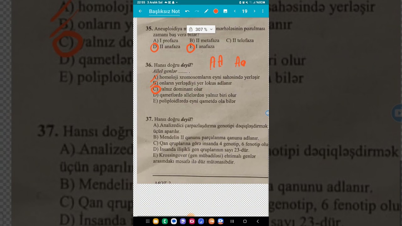 1 dekabr Hədəfin blok imtahanı Biologiya sualları