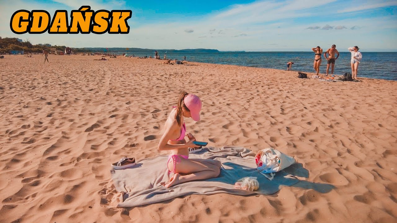 Sunny Day at Gdańsk Jelitkowo Beach | Beauty, Relaxation & Summer Fun | POLAND BEACH 4K
