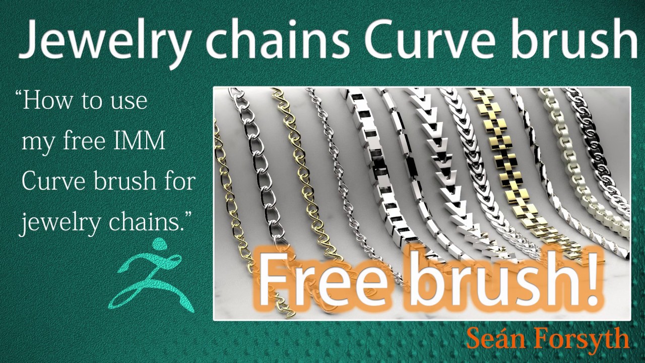 A free Jewelry chains brush for ZBrush 2020 with 12 different chains!