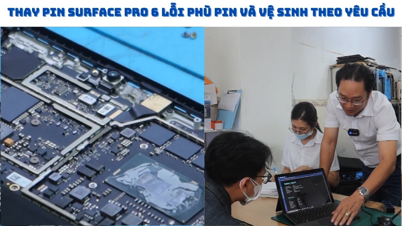 Thay Pin Surface Pro 6 khi dung lượng pin tụt quá 50% và vệ sinh máy miễn phí cho khách hàng.