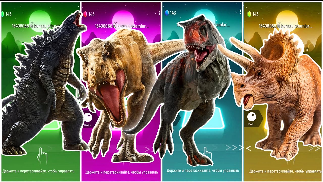 🦖JurassicWorld Godzilla🆚The T-rex🆚The Tyranosaurus🆚The Triceratops Coffin || TilesHop