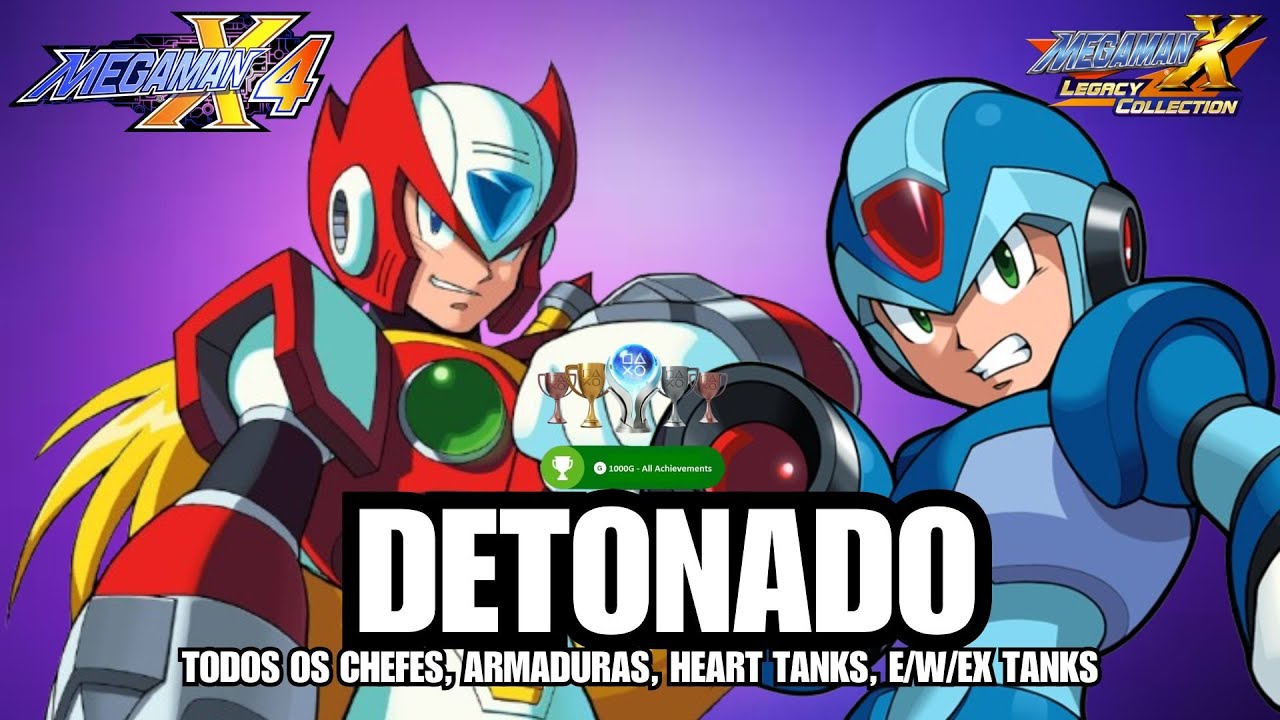 MEGAMAN X LEGACY COLLECTION 1 | MEGAMAN X4 | X/ZERO | 1000G | PLATINA | DETONADO | SEM COMENTÁRIOS🏆
