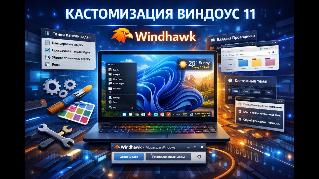 Кастомизация виндоус 11 с помощью WindHawk!